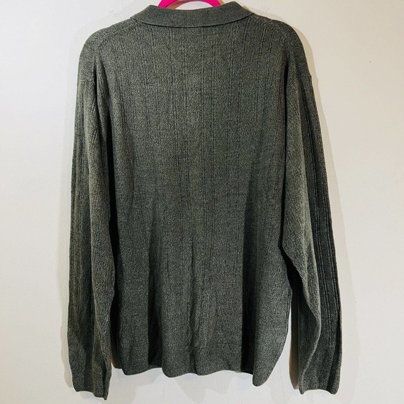 Dockers Grandpa Sweater Sz XL Long Sleeve 3 Button Collared Olive Green New Tags - Picture 2 of 7